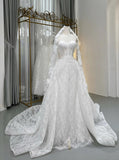 Elegant Sweetheart Neck Sheath Wedding Dresses White Lace Trailing Bridal Gowns HZ1121