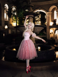 Sweet Spaghetti Strap Ball Gown Sparkly Tulle Tea Length Birthday Dresses HZ1121