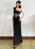 Sexy Sheath Long Prom Dresses Sleeveless Formal Dresses One Shoulder Black Birthday Dresses HZ1121