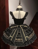 Gorgeous Strapless Ball Gown Polka Dot Short Prom Dresses Black Birthday Outfit Sleeveless Lolita Dresses HZ1121