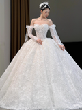 Modest Strapless A-Line Wedding Dresses Lace Beaded Applique White Bridal Gowns Sleeveless Bridal Dresses HZ1121