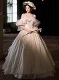 French Off-the-shoulder A-Line Wedding Dresses Lace Champagne Bridal Gowns HZ1121