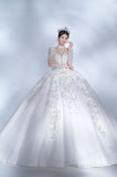 Elegant Sweetheart Neck Ball Gown Trailing Wedding Dresses Tulle Beaded White Bridal Gowns HZ1121