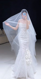 Timeless Strapless Mermaid Long Wedding Dresses Lace Applique White Bridal Gowns HZ1121