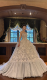 Timeless Strapless Ball Gown Tulle Applique Wedding Dresses White Bridal Gowns HZ1121