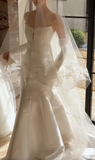Timeless Strapless Mermaid Wedding Dresses Satin White Bridal Gowns HZ1121