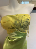 Glam Strapless Sheath Long Prom Dresses Satin Green Evening Dresses HZ1121