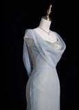 Glitter Sweetheart Mermaid Long Prom Dresses Silver Evening Dresses HZ1121