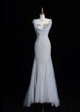Glitter Sweetheart Mermaid Long Prom Dresses Silver Evening Dresses HZ1121