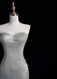Glitter Sweetheart Mermaid Long Prom Dresses Silver Evening Dresses HZ1121