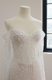 Timeless Off-the-shoulder Sheath Wedding Dresses Tulle Sequined White Bridal Gowns HZ1121