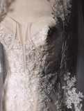 Timeless Strapless Mermaid Wedding Dresses Tulle Applique White Bridal Gowns HZ1121