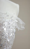Simple Strapless Sheath Wedding Dresses Sequined Tulle White Bridal Gowns HZ1121
