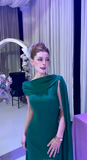 Elegant Sheath Mother of the Bride Dress Chiffon Dark Green Wedding Guest Dresses HZ1121