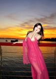 Sexy Sweetheart Neck Sheath Long Prom Dresses Chiffon Fuchsia Evening Dresses HZ1121