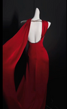 Elegant Jewel Sheath Long Prom Dresses Satin Burgundy Evening Dresses Sleeveless Formal Dresses HZ1121