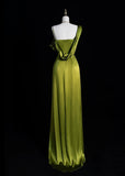 Simple Sheath Long Prom Dresses Satin Green Evening Gown HZ1121