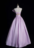 Cute Strapless A-Line Long Prom Dress Satin Lilac Sweet 16 Dress HZ1121