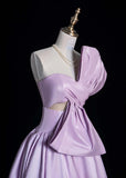 Cute Strapless A-Line Long Prom Dress Satin Lilac Sweet 16 Dress HZ1121