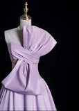 Cute Strapless A-Line Long Prom Dress Satin Lilac Sweet 16 Dress HZ1121