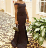 Elegant Mermaid Long Prom Dresses Chiffon Black Evening Dresses Wedding Guest Dresses HZ1121