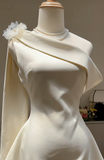 Fairy One-Shoulder Sheath Short Prom Dress Satin White Birthday Dress Sleeveless Homecoming Dresses HZ1121
