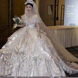 Gorgeous Off-Shoulder Ball Gown Long Wedding Dress White Lolita Bridal Gown HZ1121