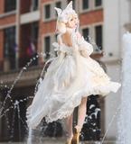 Cute Spaghetti Strap Ball Gown Chiffon Birthday Dress Sweet White Lolita Dresses HZ1121