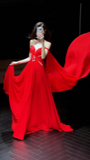 Elegant Sheath Long Prom Dresses , Chiffon Red Evening Dresses HZ1121