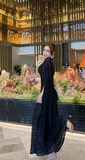 Elegant Sheath Black Long Prom Dresses Tulle Sequin Black Wedding Guest Dresses HZ1121