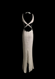 Elegant Glamour Mermaid Square White Sequin Long Prom Dresses Party Dress Evening Dress HZ1121