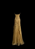 Elegant Glamour Mermaid Sweetheart Sequin Gold Chiffon Long Prom Dresses Party Dress Evening Dress HZ1121