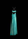Elegant Glamour Mermaid Spaghetti Straps Blue Satin Long Prom Dresses Party Dress Evening Dress HZ1121