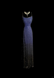 Vintage Mermaid Spaghetti Straps Blue Backless Sequin Long Prom Dresses Party Dress Evening Dress HZ1121