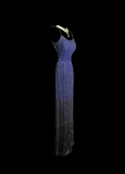Vintage Mermaid Spaghetti Straps Blue Backless Sequin Long Prom Dresses Party Dress Evening Dress HZ1121