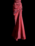 Vintage Mermaid Square Burgundy Taffeta Long Prom Dresses Evening Gowns Evening Dress HZ1121