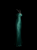 Vintage Mermaid Halter Green Satin Long Prom Dresses Ruffles Evening Gowns Evening Dress HZ1121