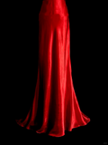 Vintage Mermaid V Neck Sleeveless Satin Long Prom Dresses Ruffles Evening Gowns Evening Dress HZ1121