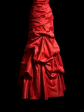 Vintage Mermaid Sweetheart Red Satin Long Prom Dresses Ruffles Evening Gowns Evening Dress HZ1121
