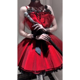 Vintage Ball Gown Spaghetti Straps Red Summer 16th Birthday Dress Lolita Dress Mini 18th Birthday Outfits Short Lolita Outfit HZ1121