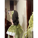 Vintage Ball Gown High Neck Green 22th Birthday Dress Lolita Dress Short Lolita Outfits HZ1121
