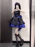 Retro Ball Gown Straps Short Royal Blue Mini Floral 16th Birthday Dress Lolita Dress 18th Birthday Outfits HZ1121