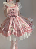 Sweet Ball Gown Lolita Outfits Short Sleeves Pink 18th Birthday Dress Lolita Summer Dress Birthday Outfits HZ1121