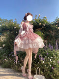 Vintage Ball Gown Pink Tulle 22th Birthday Dress Mini Lolita Dress Short Lolita Outfits HZ1121