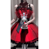 Vintage Ball Gown Spaghetti Straps Red Summer 16th Birthday Dress Lolita Dress Mini 18th Birthday Outfits Short Lolita Outfit HZ1121