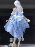 Vintage Ball Gown Off The Shoulder Ombre Blue Chiffon 22th Birthday Dress Lolita Dress Cute Lolita Outfits HZ1121