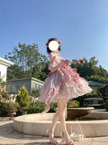 Vintage Ball Gown Pink Short Mini Summer 18th Birthday Dress Lolita Dress Birthday Outfits HZ1121
