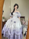 Vintage Ball Gown Off The Shoulder Short Sleeves 16th Lilac Birthday Dress Lolita Summer Dress 18th Birthday Outfits HZ1121