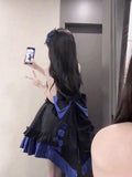 Retro Ball Gown Straps Short Royal Blue Mini Floral 16th Birthday Dress Lolita Dress 18th Birthday Outfits HZ1121