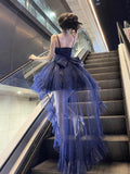Vintage Ball Gown Spaghetti Straps Navy Blue Tulle 22th Birthday Dress Lolita Dress Lolita Outfits HZ1121